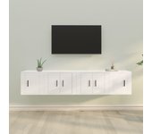 Set de 4 piezas muebles para tv | mueble de salón | mesa de tv madera contrachapada blanco cfw16277
