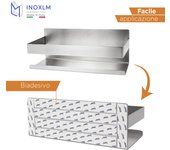 Inoxlm estante de ducha de acero inoxidable satinado, organizador de esquina autoadhesivo para estantes de baño, estante de cocina, especiero