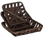 Juego de cestas marrón madera 52 x 52 x 11,5 cm (3 unidades)