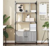 Librería con puertas sonoma gris 76,5x30x154,5 cm