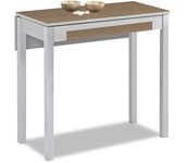 Mesa de cocina extensible 1 ala caida - 80x40 cm (80x60 cm) - estructura color aluminio - tapa y ala caida laminado color roble oscuro