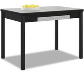 Mesa de cocina extensible 2 alas - 100x60 cm (150x60 cm) - estructura y alas color negra - tapa cristal color gris