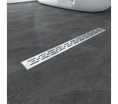 Aica canaleta de desagüe 70cm de acero inoxidable, canaleta plata ducha con rejilla de drenaje, sifón antiolor y filtro de pelo