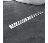 Aica canaleta de desagüe 90cm de acero inoxidable, canaleta plata ducha con rejilla de drenaje, sifón antiolor y filtro de pelo