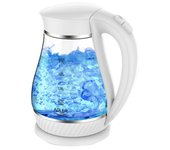 Hervidor agua eléctrico 1,7 litros jarra cristal inalámbrica retroiluminada, apagado automático, adler, blanco, 2200, ad 1274w