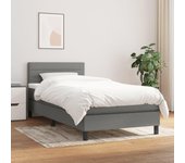Cama con somier y colchón gris oscuro 90x190 cm tela