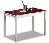 Mesa de cocina fija - 80x40 cm- estructura color aluminio - tapa cristal color burdeos