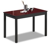 Mesa de cocina fija - 80x40 cm - estructura color negra - tapa cristal color burdeos