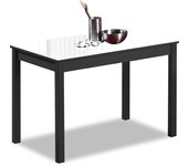 Mesa de cocina fija - 80x40 cm - estructura color negra - tapa cristal color blanca