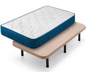 Colchón viscoelástico royal memory + base tapizada beige con 6 patas de 25 cm | medidas: 105x180 cm