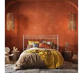 Cabecero de forja valenciano, color blanco oro cabezal para cama de 135 cm, cama matrimonio (140 cm x 125 )