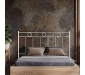 Cabecero de forja gallego, color blanco cabezal para cama de 135 cm, cama matrimonio (140 cm x 125 )