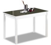 Mesa de cocina fija - 110x70 cm - estructura color blanca - tapa cristal color grafito