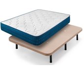 Colchón viscoelástico royal memory + base tapizada beige con 6 patas de 32 cm | medidas: 135x190 cm