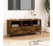 Mueble para tv | mueble de salón | mesa de tv madera contrachapada roble ahumado 102x35x50 cm cfw12152