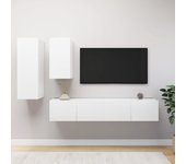 Set de 4 piezas muebles de tv | muebles de salón tv | conjunto salón madera de ingeniería blanco cfw25738
