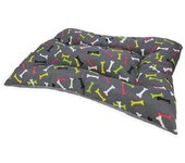 Acomoda textil – cama para perros de tela, cama perros reversible y lavable. colchoneta mascotas para transportín y hogar. (120x80, huesos)