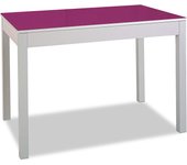 Mesa de cocina extensible de carro - 100x60 cm (150x60 cm) - estructura y extensión color aluminio - tapa cristal color berengena