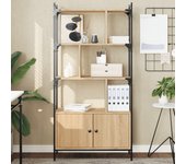 Librería con puertas roble sonoma 76,5x30x154,5 cm