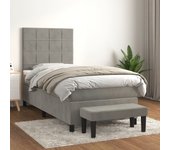 Cama con somier y colchón gris claro 90x190 cm terciopelo