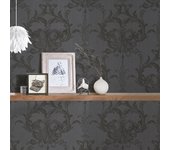 Papel pintado monocromático negro papel pintado vinílico con relieve realista papel pintado barroco con estampado