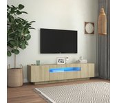 Mueble de tv | mueble de salón | mesa de tv con luces led roble sonoma 160x35x40 cm cfw88203
