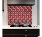 Panel antisalpicaduras de aluminio ignífugo satinado para cocina, torres vedras 700x700mm rojo