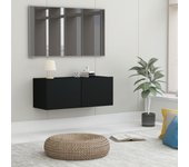 Mueble para tv | mueble de salón | mesa de tv madera contrachapada negro 80x30x30 cm cfw62098