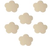 6 un. tirador pomo mueble bebé nube madera lacada beige claro arena 68x58mm