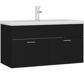 Mueble lavabo con fregadero integrado aglomerado negro