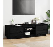 Mueble de tv | mueble de salón | mesa de tv madera maciza de pino negro 140x35x40 cm cfw73772