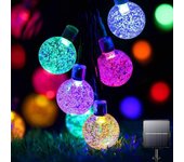 Guirnaldas de luces solares para exteriores,60 luces led con forma de globo de cristal,8 modos,11 m/36 pies,impermeables para jardín,patio,multicolor