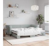 Sofá cama con cama nido gris claro 90x200 cm de terciopelo