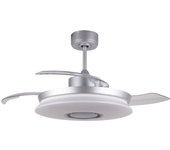 Ventilador de techo led 35w con altavoz y luces de colores rgb cosmo moderno gris y blanco con aspas plegables ø106,6cm
