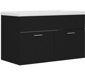 Mueble lavabo con fregadero integrado aglomerado negro