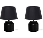 Lámpara de noche tosel mary b lt2 tela cilindro negro d16 x h24 cm