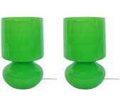 Lámpara de noche tosel katia lt2 vidrio champiñón verde d14 x h24 cm