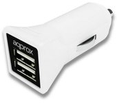 Approx Cargador de Coche 2 Puertos USB Blanco