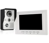 Monitor interior de puerta de video con cable de 7 pulgadas con cámara exterior impermeable a la lluvia con intercomunicación visual de audio de dos vías desbloqueo remoto de video IR-CUT