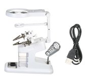 Lupa de soldadura multifuncional 3X / 4.5X / 25X Lupa de escritorio de luz LED Puerto USB Soporte de soldadura Herramienta de reparación Lupa
