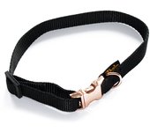 Collar Heim negro con cierre color oro rosa para perros - 30-50 cm perímetro de cuello, 18 mm de ancho