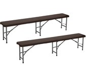 Pack 2 Bancos Plegables Catering Efecto Ratán 180x28x43cm O91