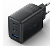 Cargador de pared Vention FERB0-EU 65W 2xUSB-C 1xUSB-A GaN Power Delivery QC3.0 Negro