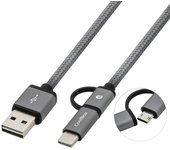 CoolBox COO-CAB-U2MC-GR cable USB 1 m USB 2.0 USB A USB C/Micro-USB B Gris