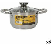 Cacerola con tapa de cristal quttin new neron acero 26 x 18 x 10 cm (6 unidades)
