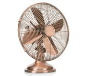 Tristar VE-5970 Ventilador de mesa metálico retro, 30 centímetros de diámetro y oscilante 85°, 3 velocidades, motor de cobre, ángulo ajustable 20°, 58,6 dB, asa integrada, acabado bronce, 35 W