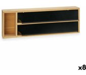 Dispensador de papel doble negro natural bambú acero inoxidable 40 x 7 x 13 cm (8 unidades)
