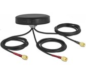 DeLOCK LTE MIMO Dual Band WLAN 802.11 ac/ax/a/h/b/g/n Antena 3 x SMA macho RG-174 1 m de montaje con tornillos para exteriores negro