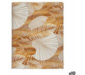 Mantel loneta antimanchas hojas 140 x 180 cm dorado (10 unidades)
