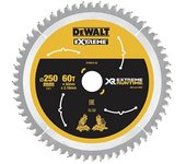 Hoja de sierra circular DeWalt DT99573-QZ, 250 mm, 80 dientes, corte preciso en madera y materiales compuestos, compatible con sierras de mesa y portátiles.